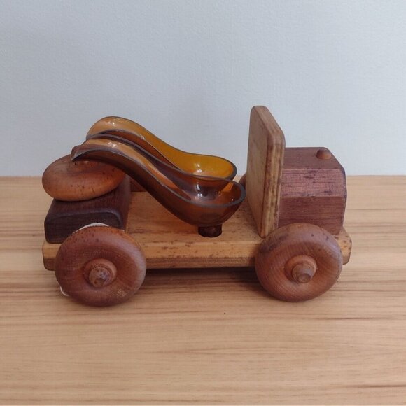 Vintage mid Century S&T Wood Crafts Wooden Car 2 Glass P*pe Rest Holder Rack - Picture 3 of 10